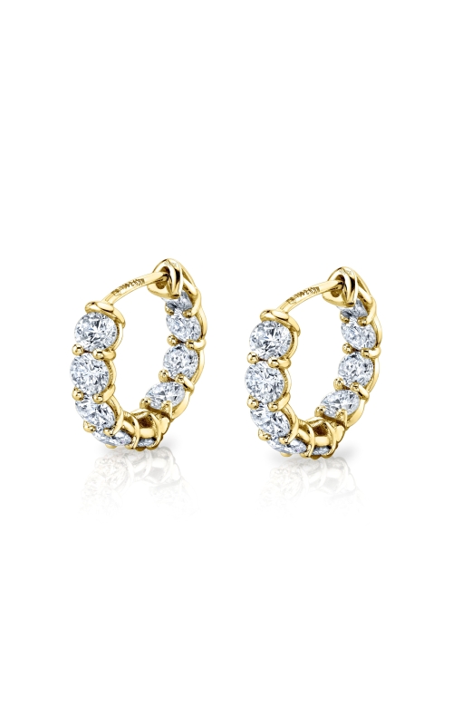18K Yellow Gold Round Brilliant Huggie Earring