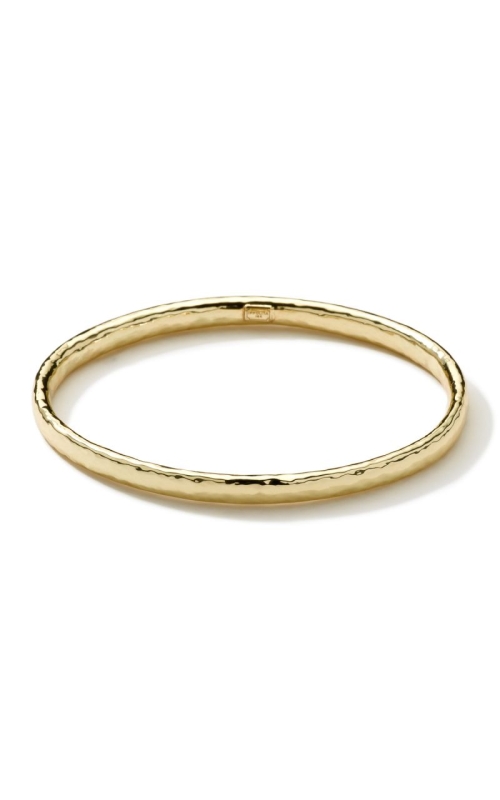 18K Gold Flat Hammered Bangle Bracelet