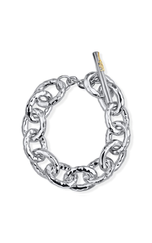 Large Hammered Bastille Link Bracelet in Sterling Silver