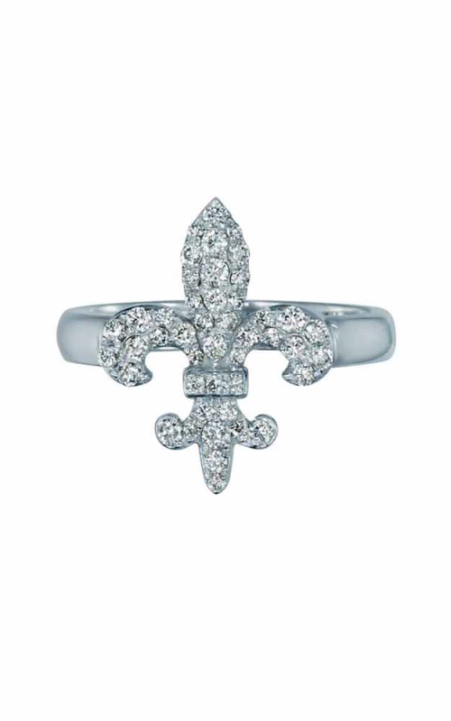 14K White Gold Fleur de Lis Diamond Ring