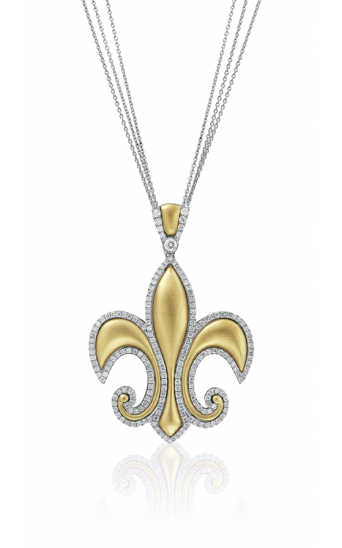 14k Yellow and White Fleur de Lis Diamond Pendant