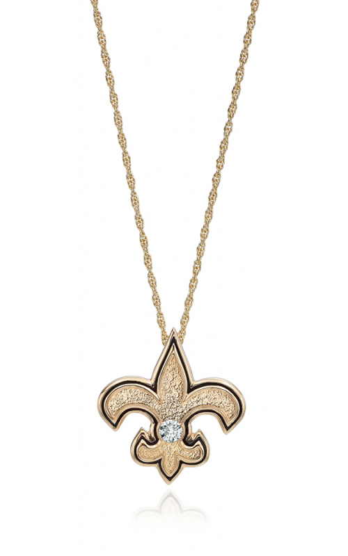 14K Yellow Gold Fleur de Lis Diamond Pendant