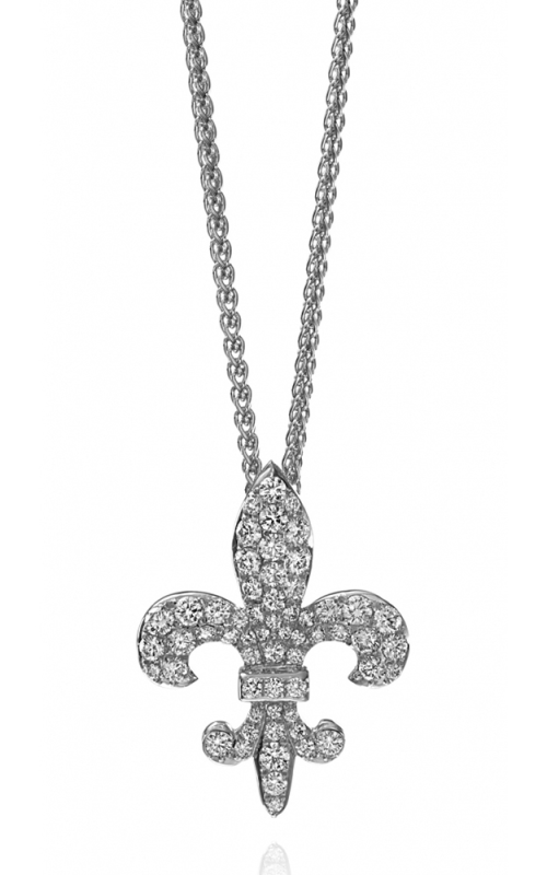 18K White Gold Fleur De Lis Diamond Pendant