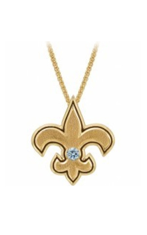 14K Yellow Gold Fleur de Lis Diamond Pendant